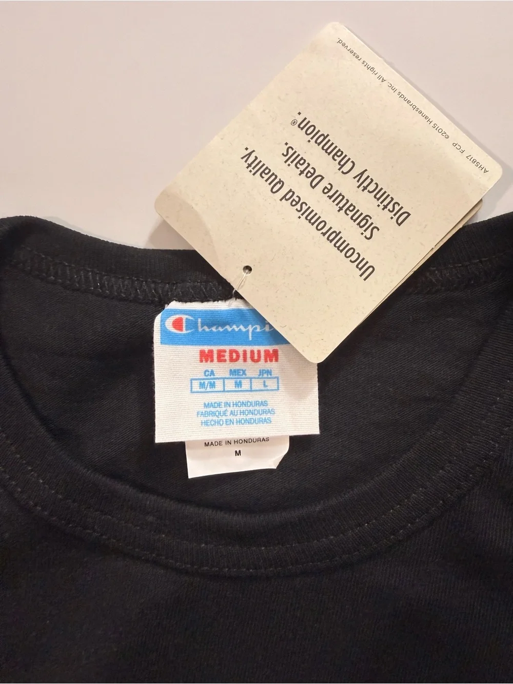 Champion Black T-Shirt with Blue & Red Logo Tag - Picture 4 of 4